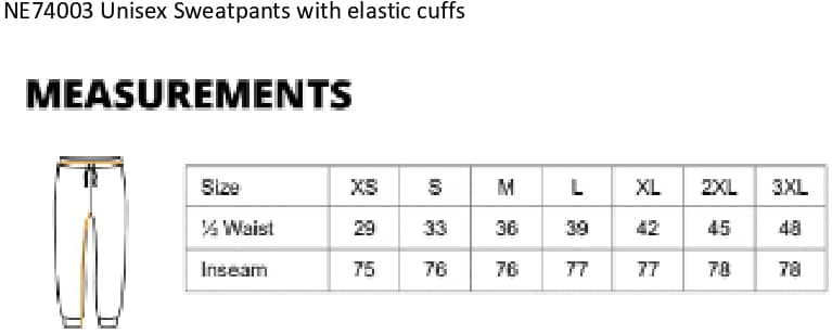 Unisex Sweatpants With Elastic Cuff