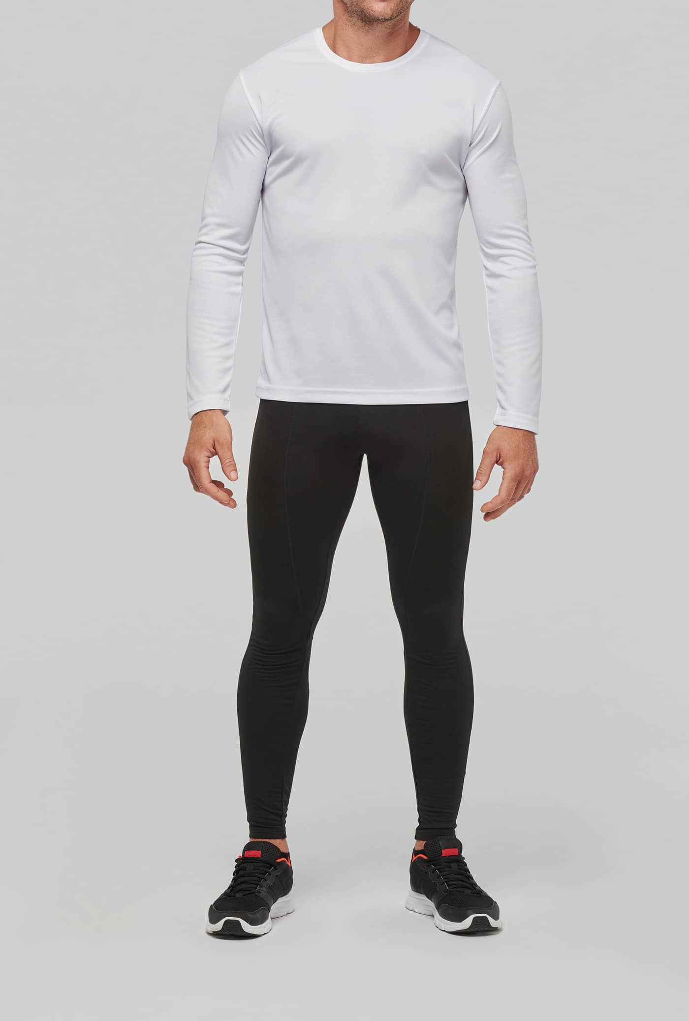 Herren Basic Sport Funktionsshirt Langarm - White