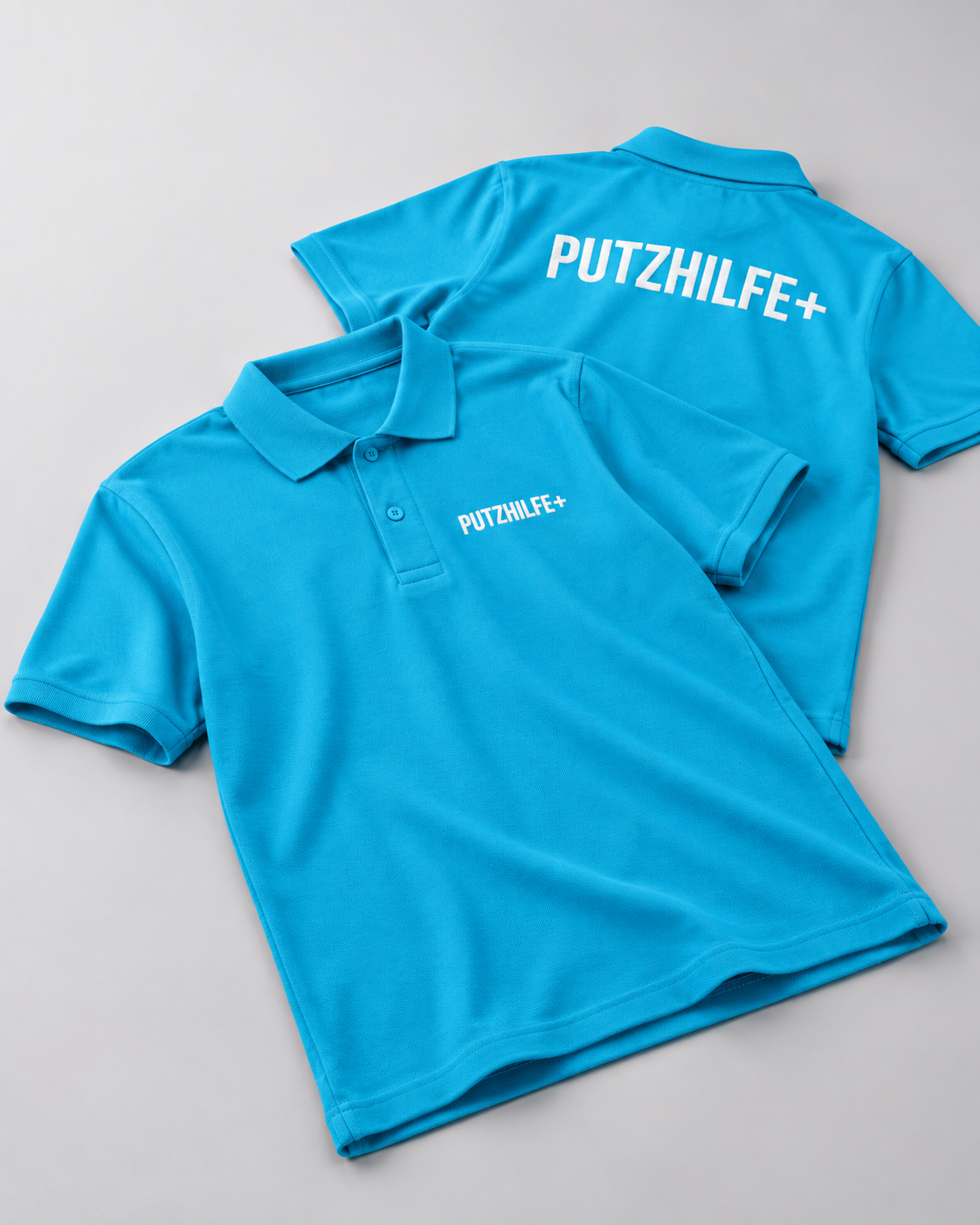 Putzhilfe+ Flockdruck auf Poloshirts