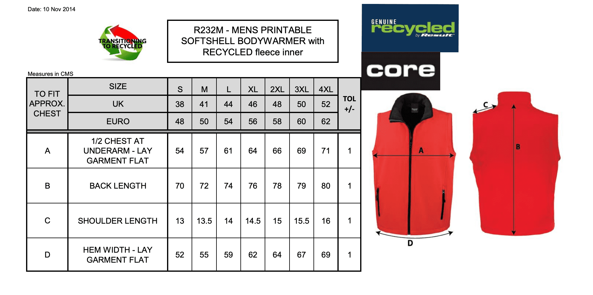 Men's Printable Softshell Bodywarmer with Recycled Fleece Inner