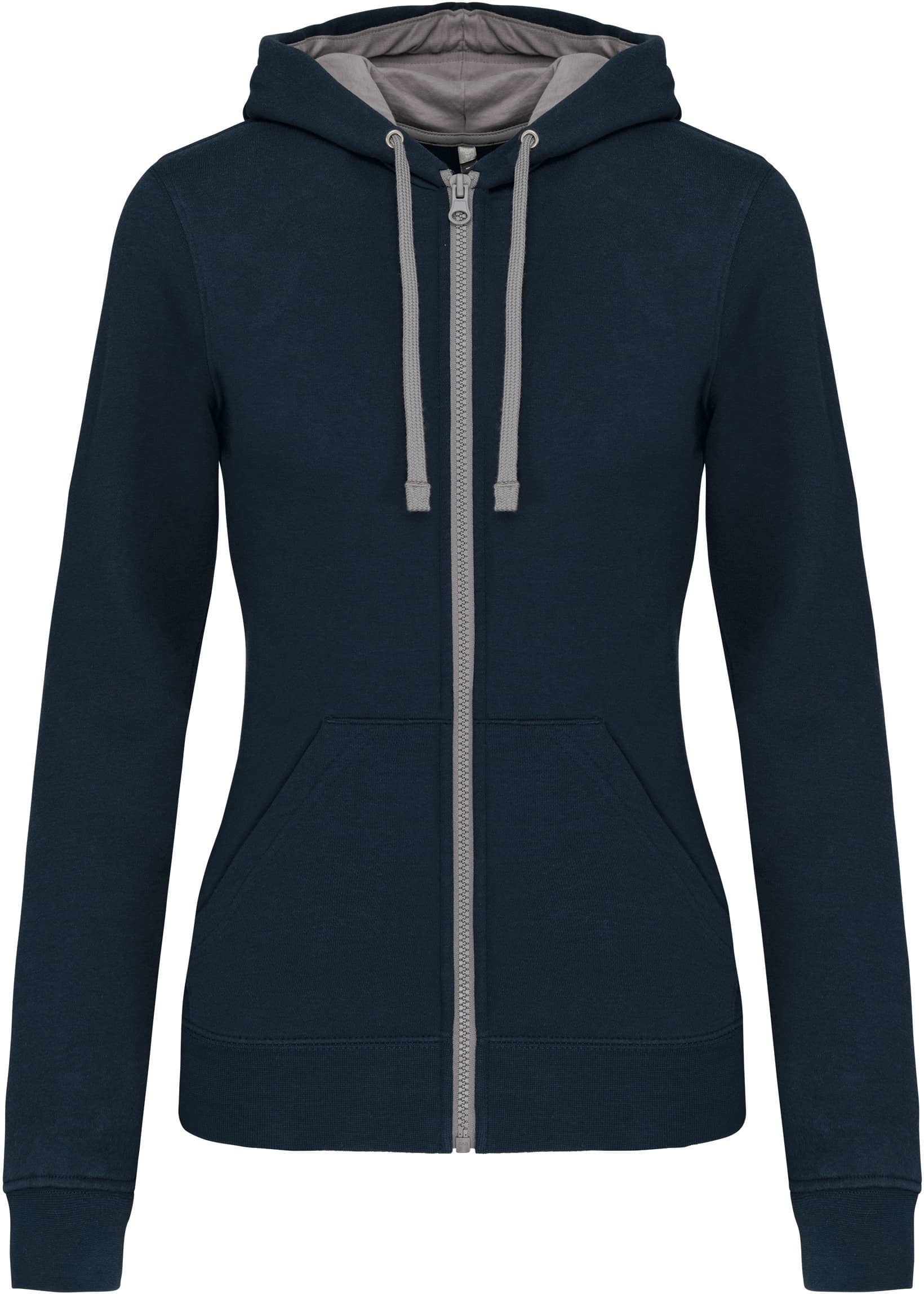 Damen-Kapuzensweatshirt Bicolor mit Reißverschluss