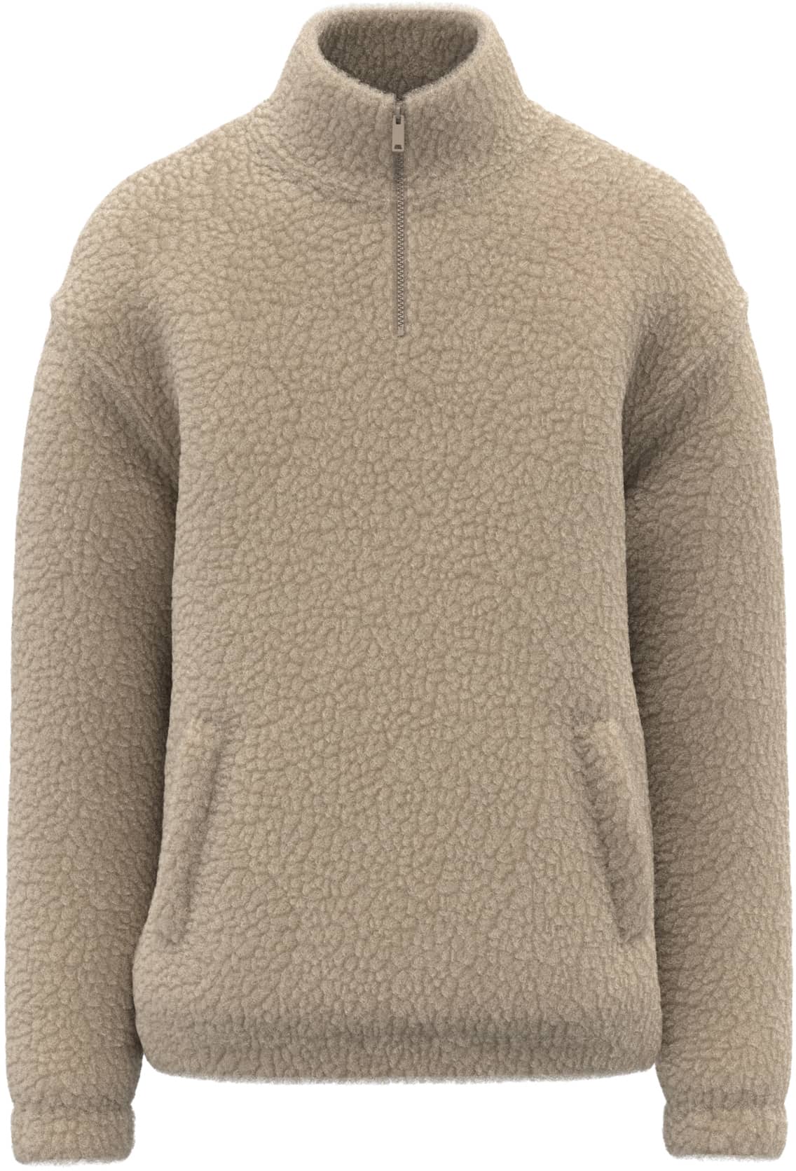 Unisex-Sweatshirt mit 1/4-Reißverschluss und überschnittenen Schultern aus Sherpa-Material