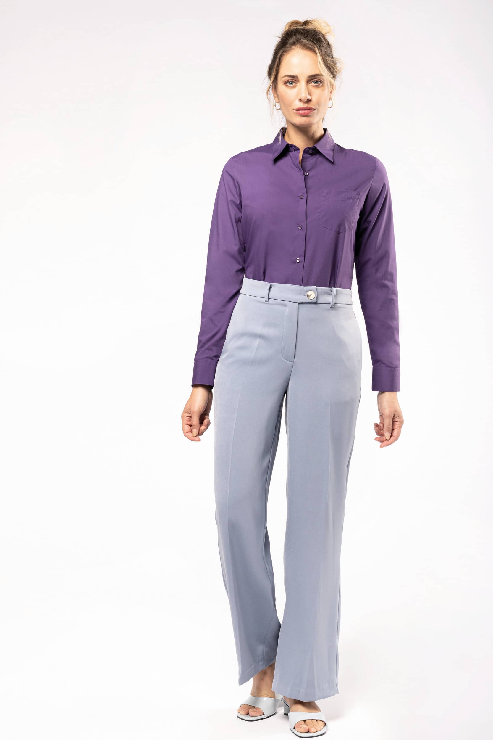 Popeline-Hemd Baumwollpolyester pflegeleicht für Damen