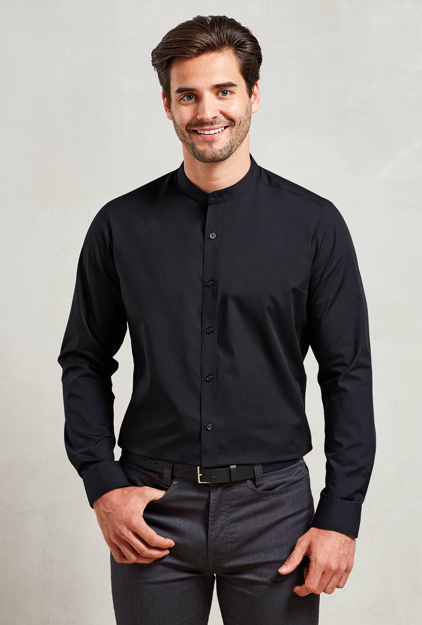Men´s Banded Collar Grandad Long Sleeve Shirt