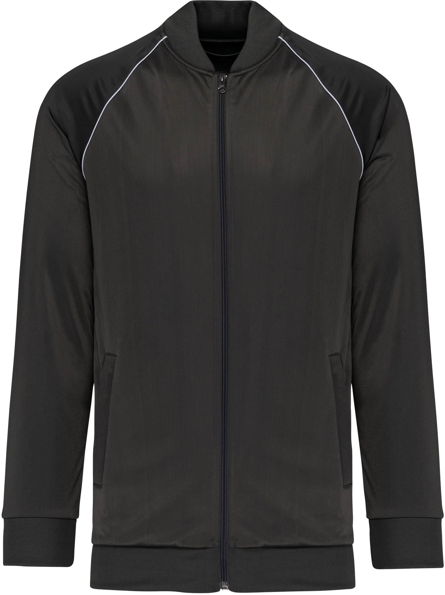 Unisex-Trainingsjacke mit Reißverschluss und Paspel