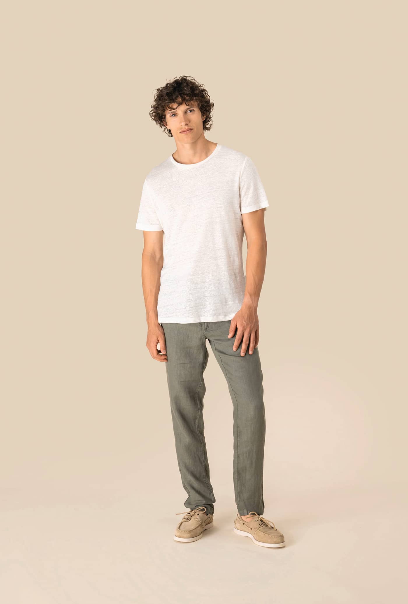 Herren-T-Shirt aus Leinen mit Rundhalsausschnitt