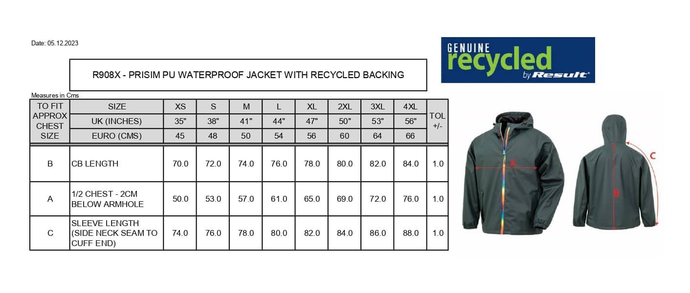Rainbow Prism PU Waterproof Jacket With Recycled Backing