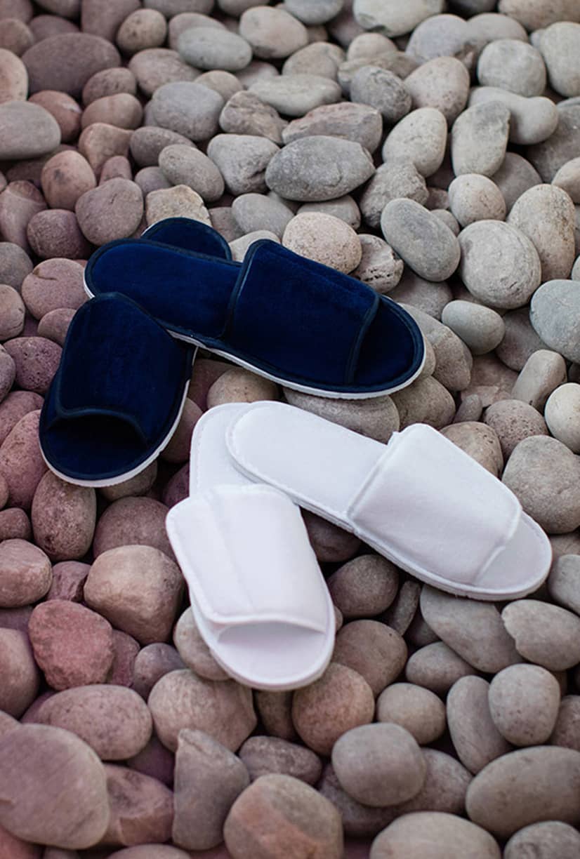 Open Toe Slipper With Hook And Loop Fastening