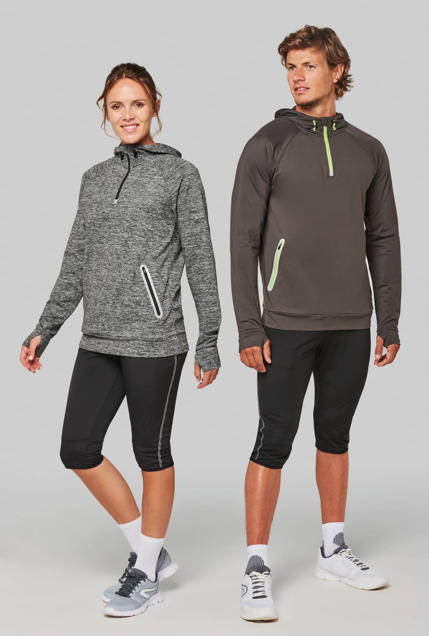 Kapuzen-Sweatshirt 1/4 Sport-Reißverschluss Unisex