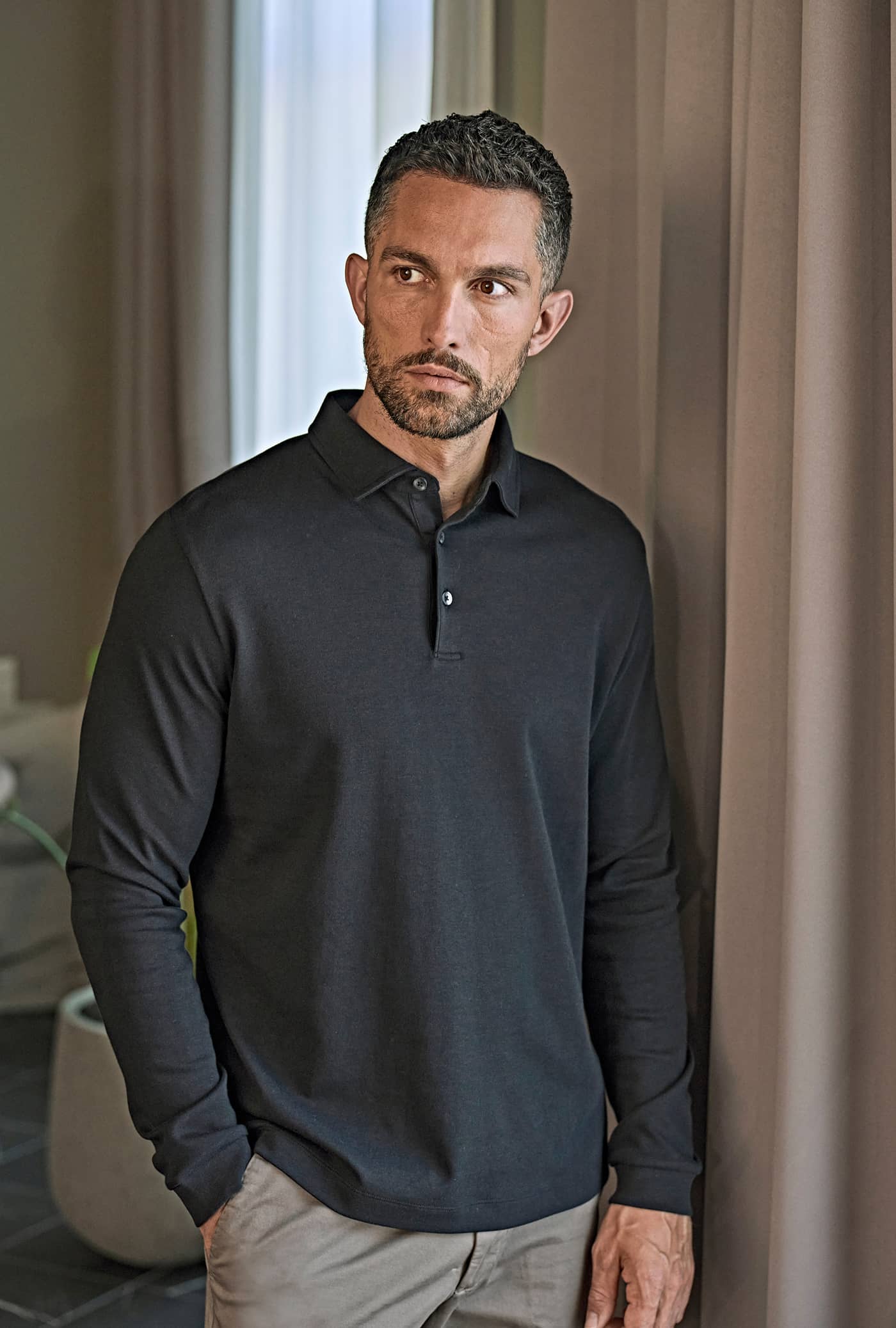 Pima Cotton Long Sleeve Polo