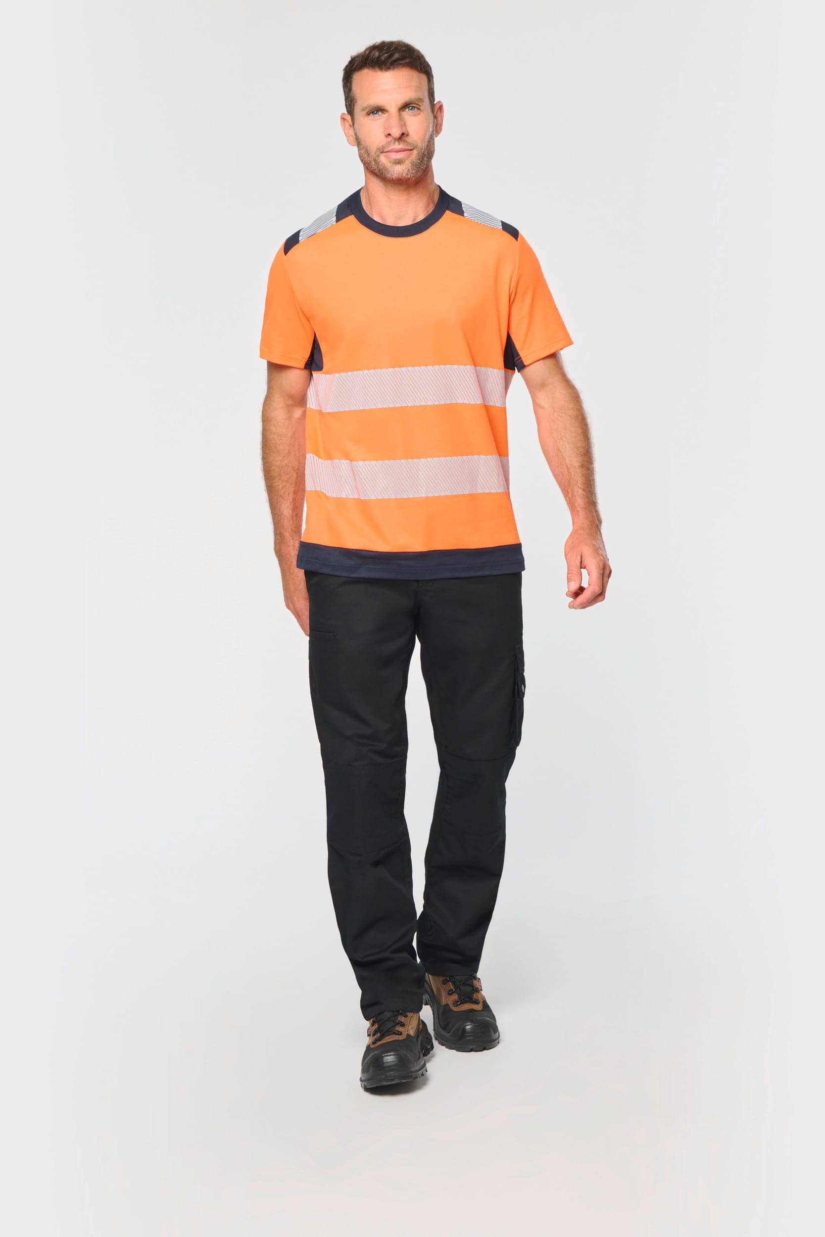 Recyceltes Sicherheits-T-Shirt mit Rundhalsausschnitt und kurzen Ärmeln