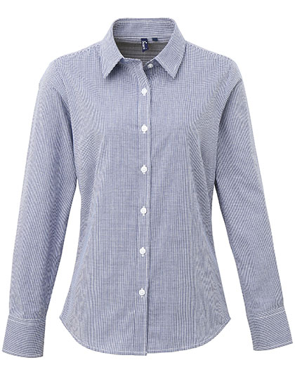 Women´s Microcheck (Gingham) Long Sleeve Cotton Shirt