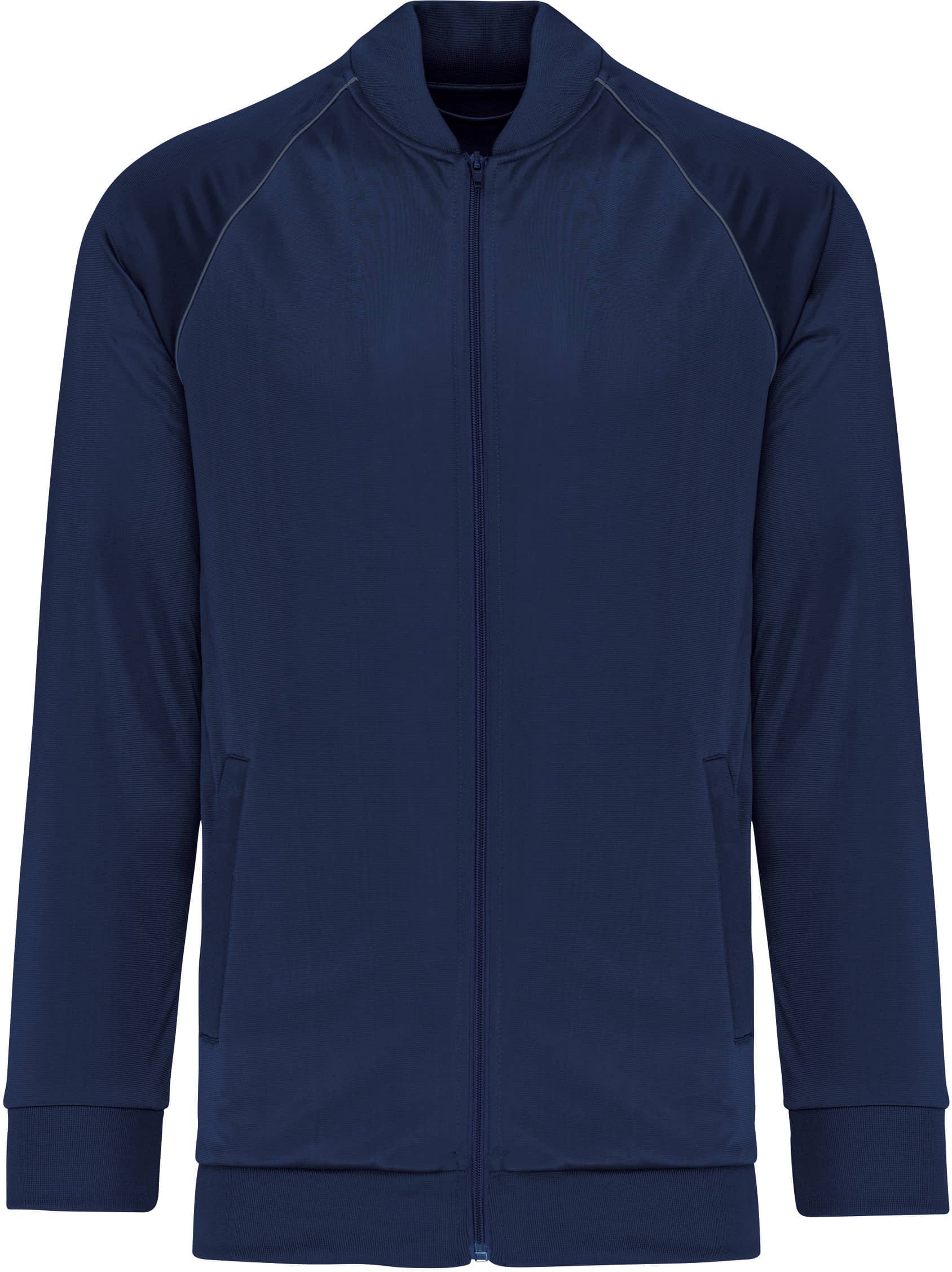 Unisex-Trainingsjacke mit Reißverschluss und Paspel