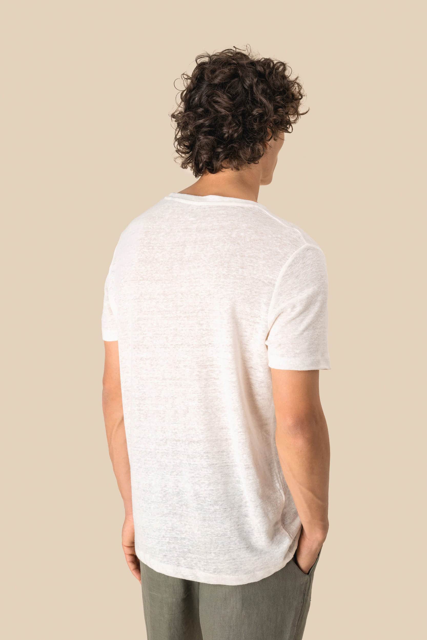 Herren-T-Shirt aus Leinen mit Rundhalsausschnitt