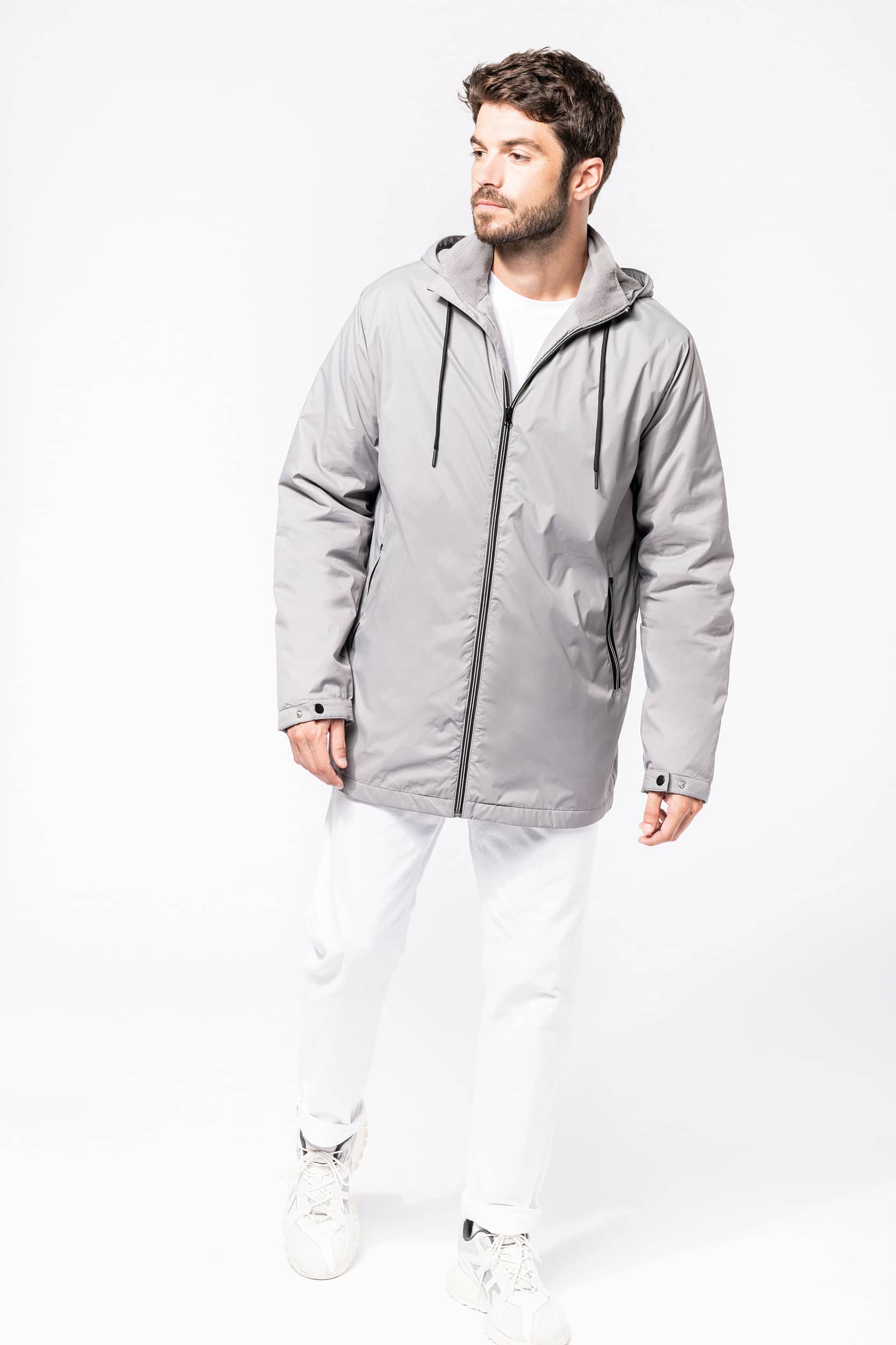 Gefütterte Unisex-Kapuzenjacke aus Mikrofleece
