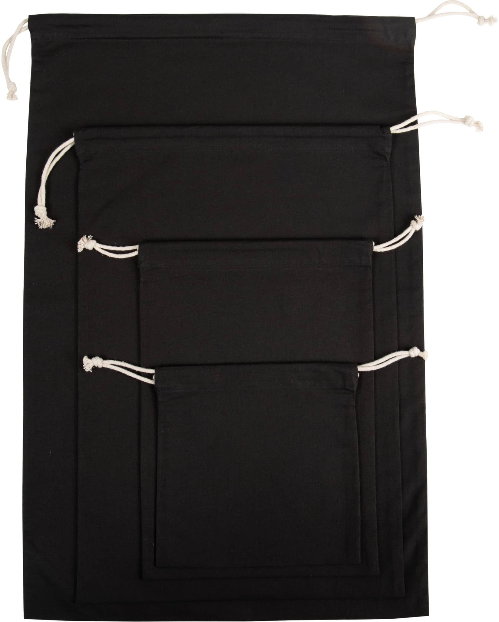 Kordeltasche aus biologischer Baumwolle - Medium - Black